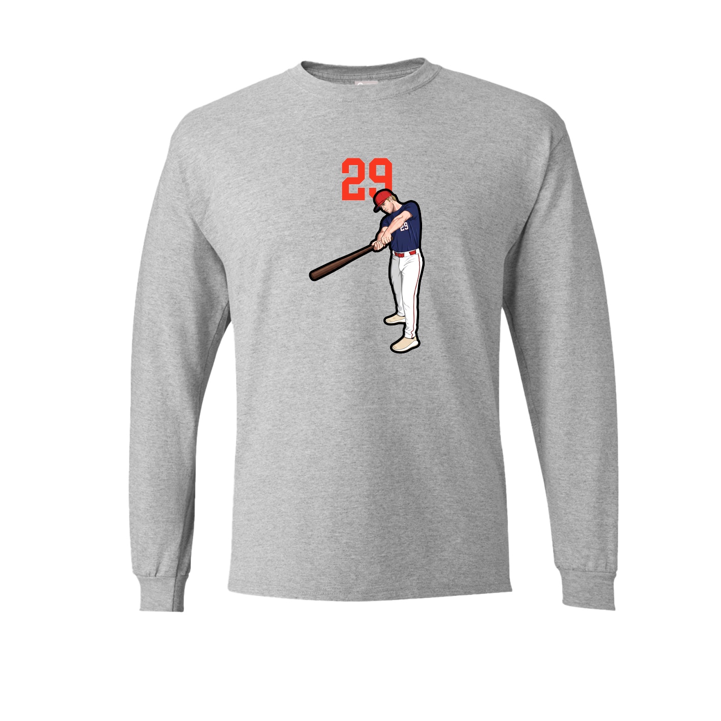 Long Sleeve Tee — Number Top in Grey