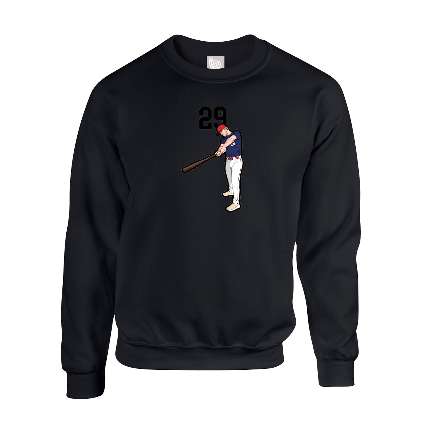 Fleece Crew — Number Top in Black