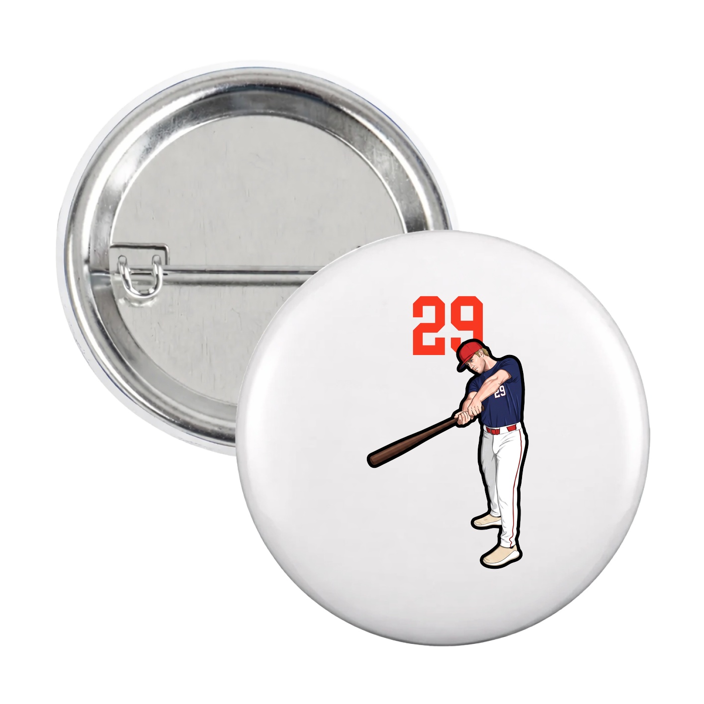 Game Day Button — Number Top in White