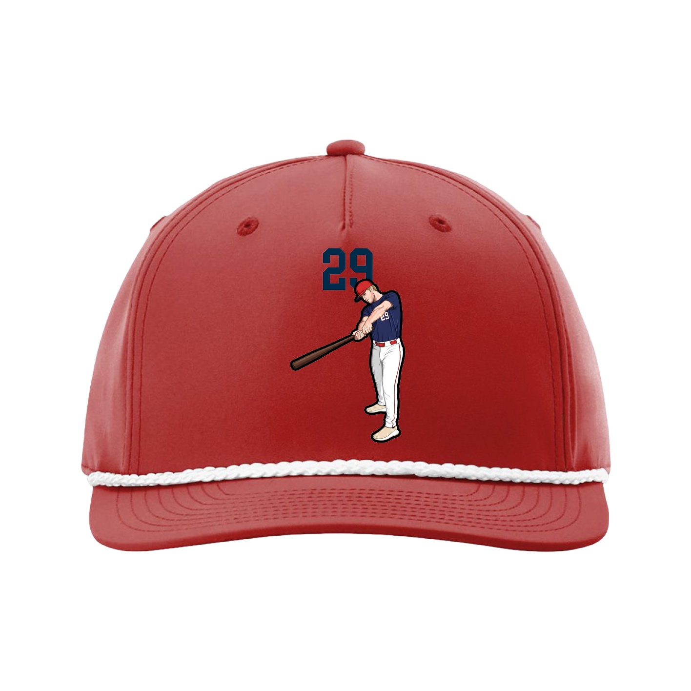 Five-Panel Classic Rope Cap — Number Top in Red