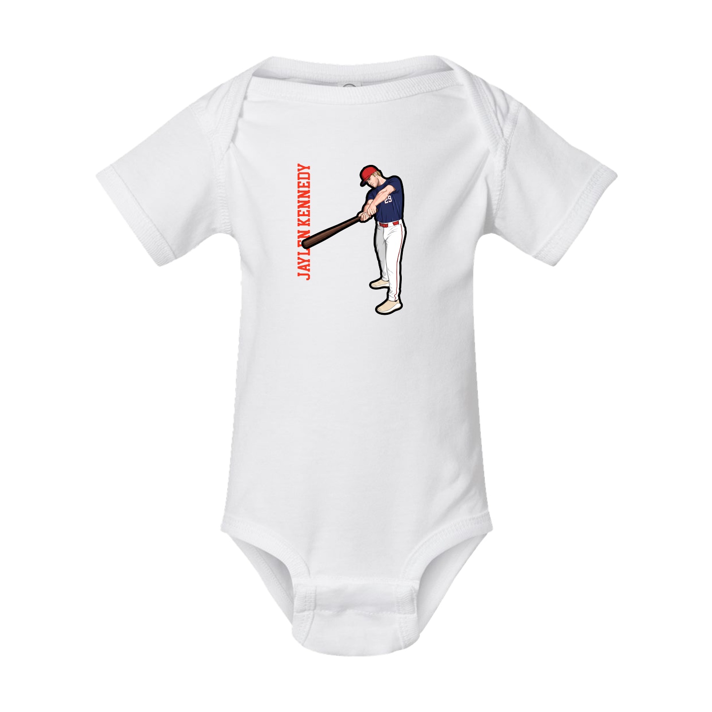 Baby Onesie — Name Vertical in White