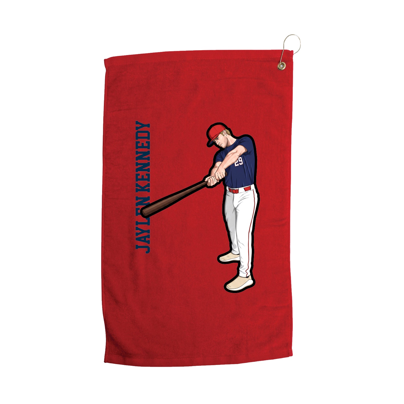 Golf Towel — Name Vertical in Red