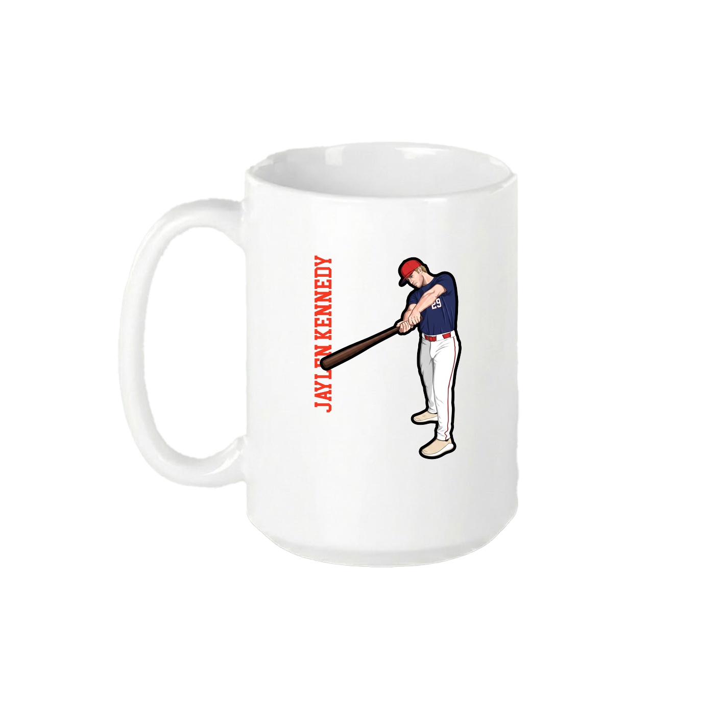 15oz Coffee Mug — Name Vertical in White