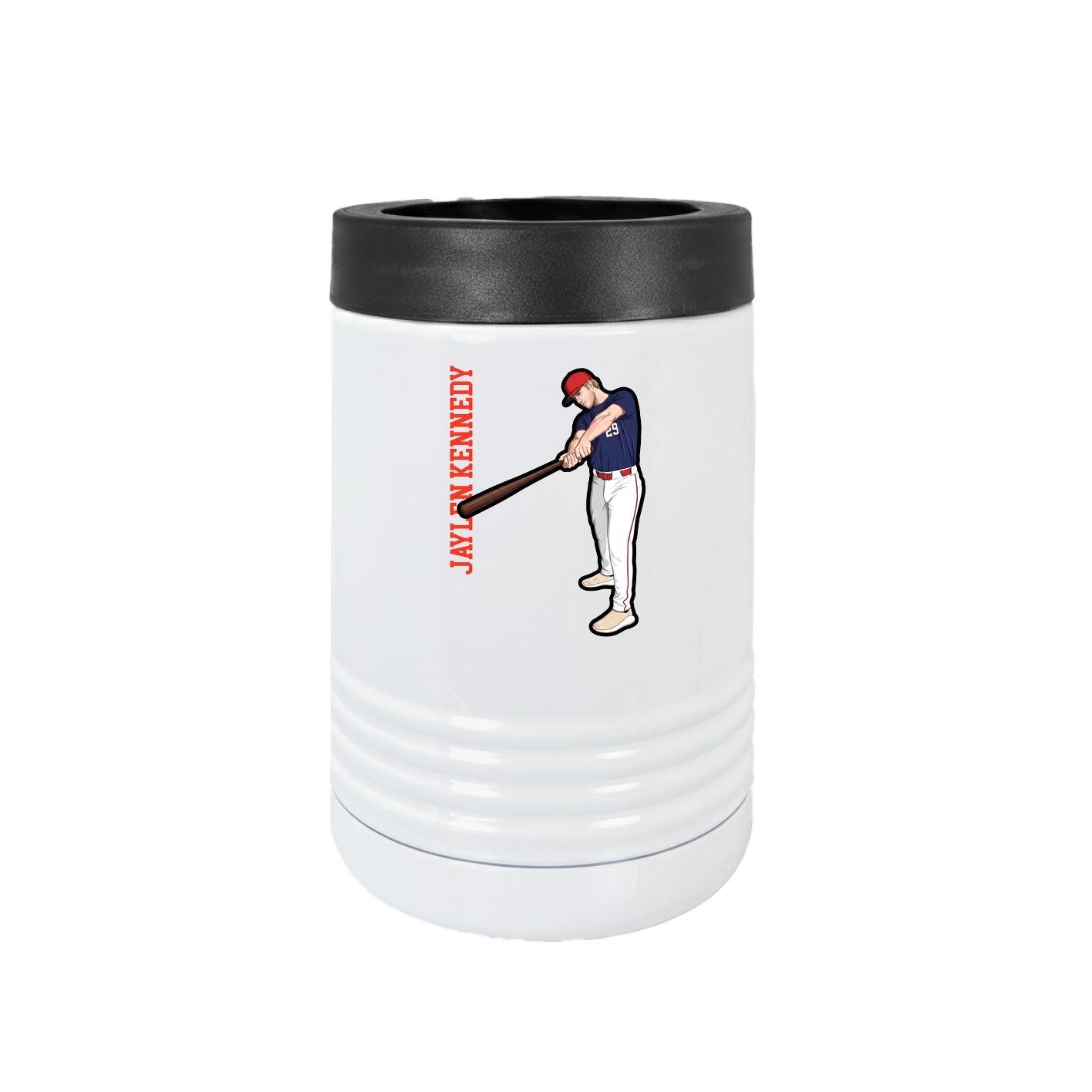 Beverage Holder — Name Vertical in White