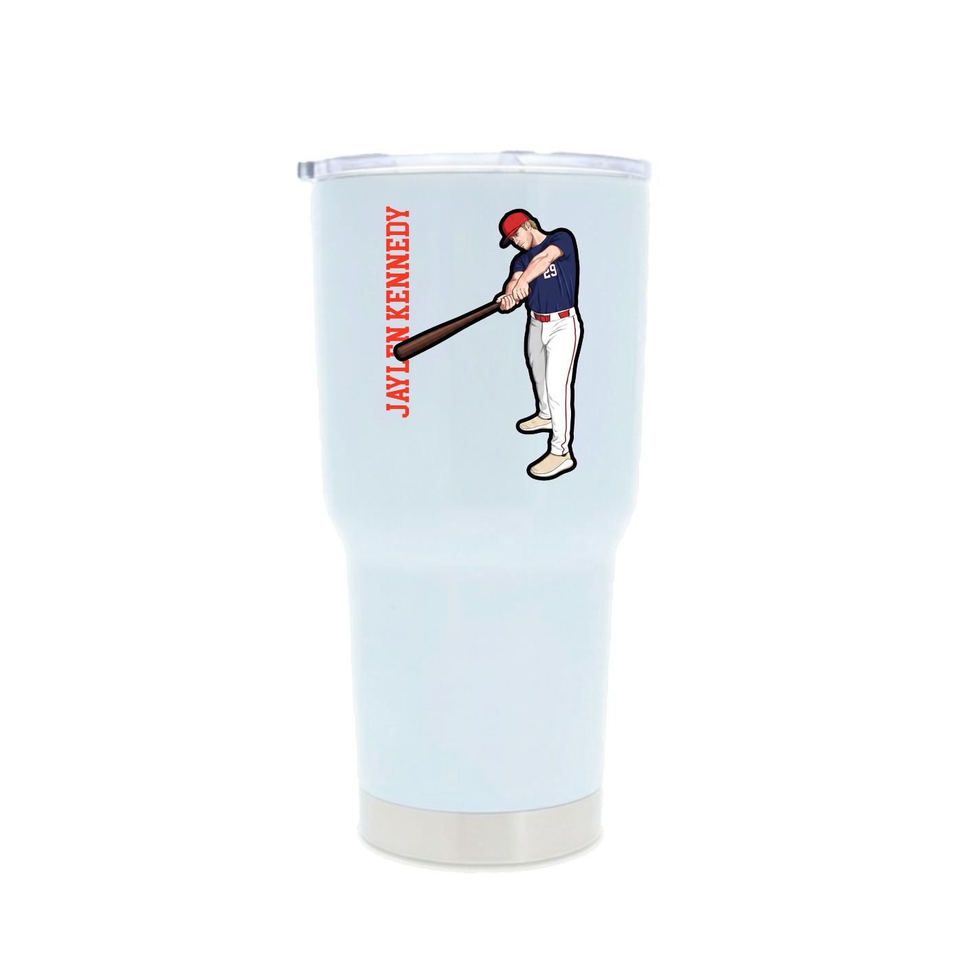 30oz Stainless Steel Tumbler — Name Vertical in White
