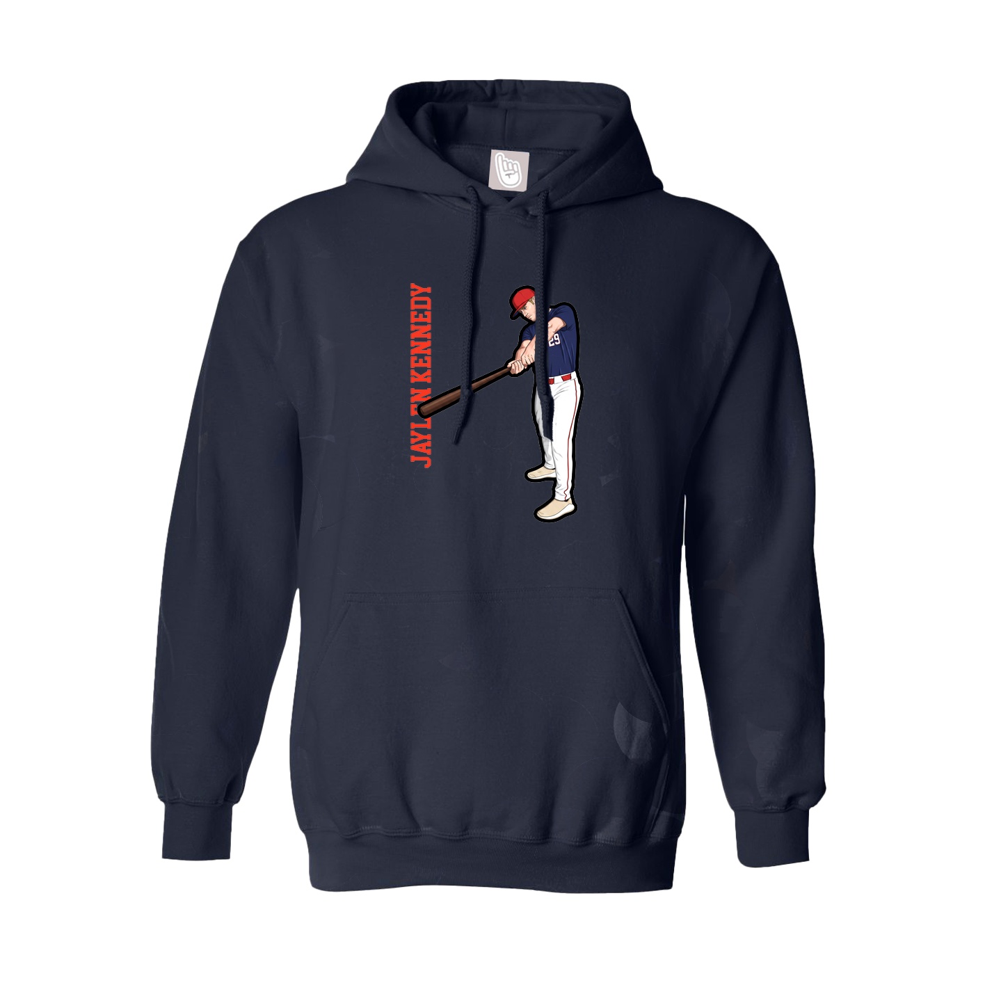 Hoodie — Name Vertical in Navy