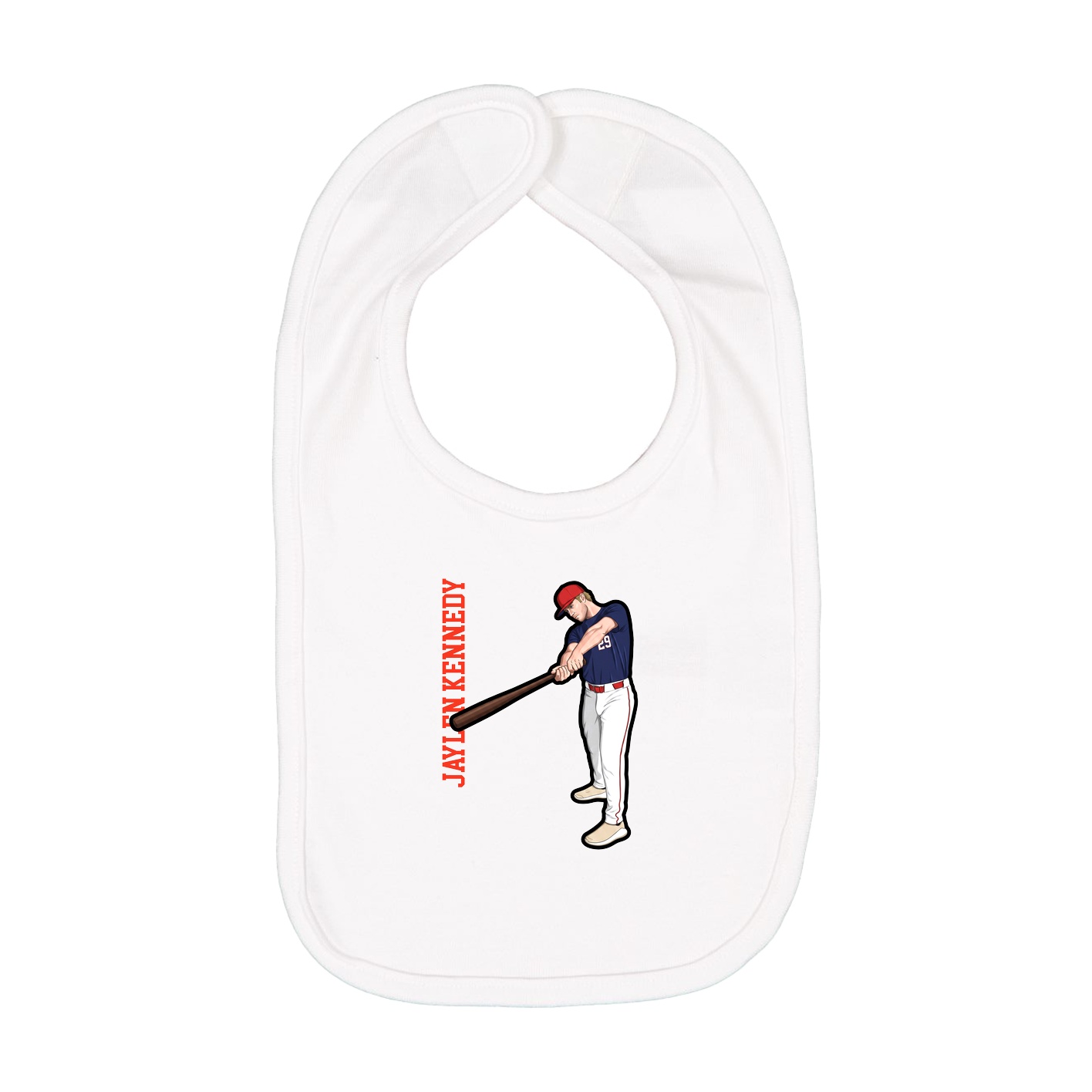 Infant Bib — Name Vertical in White