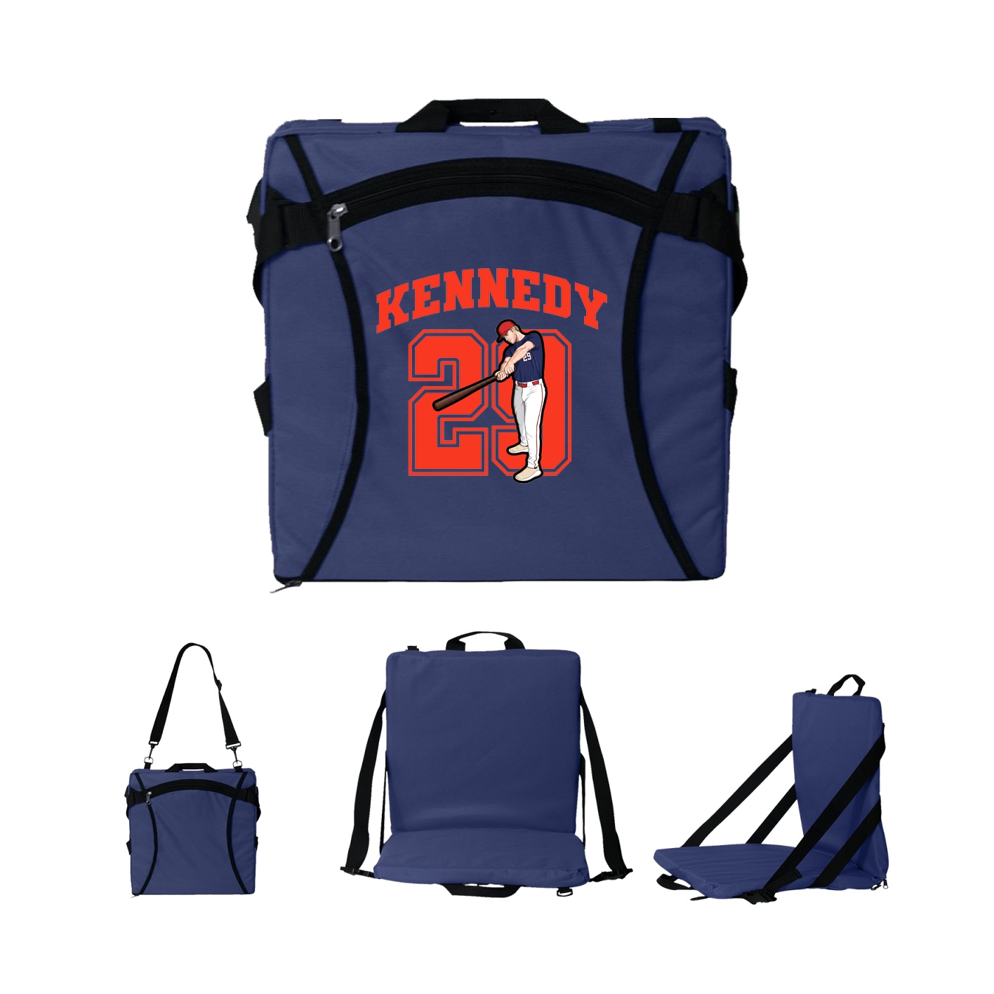 Folding Stadium Seat — Number in Navy