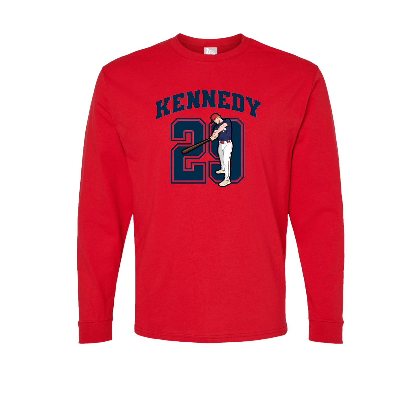 Long Sleeve Tee — Number in Red