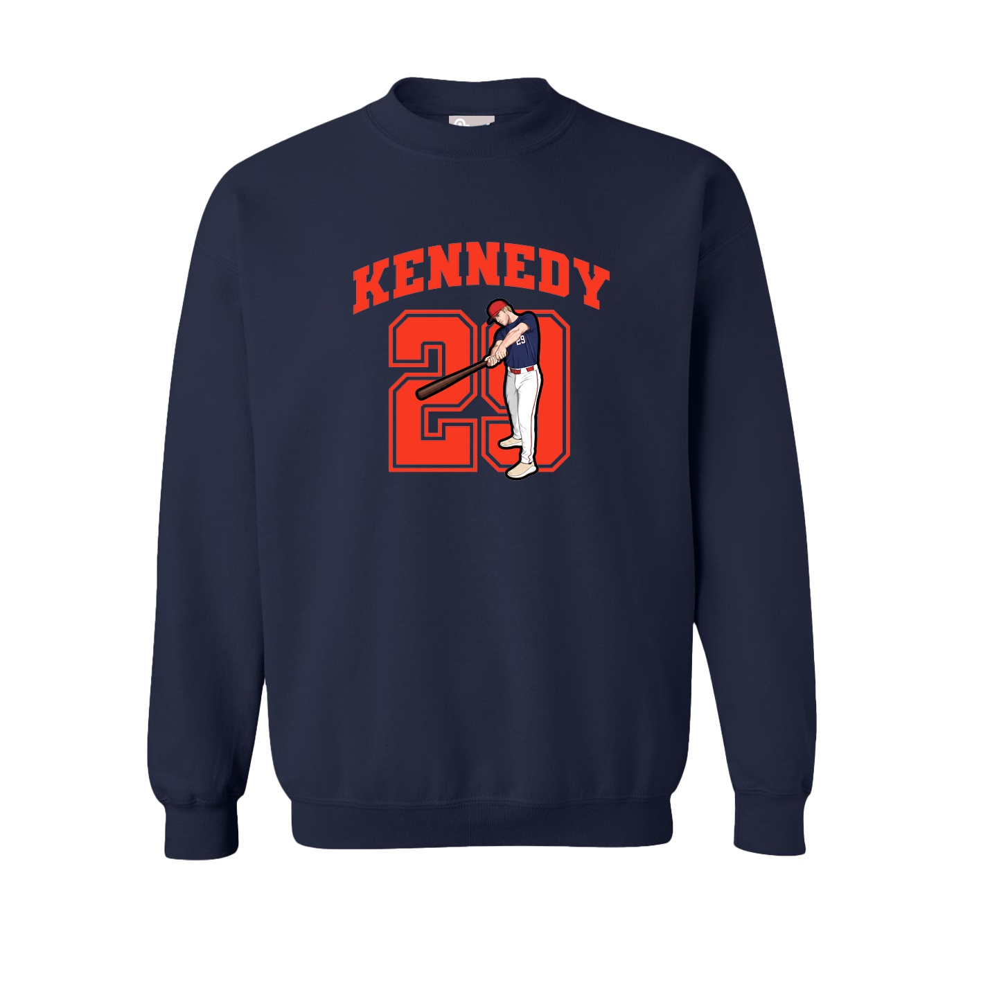 Fleece Crew — Number in Navy