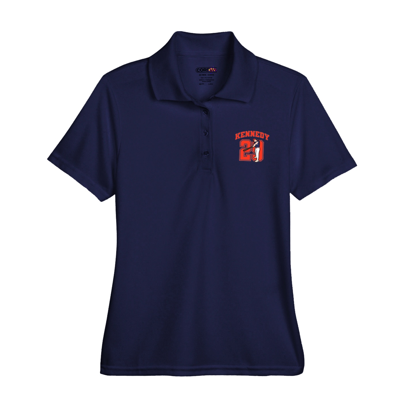 Womens Performance Polo — Number in Navy