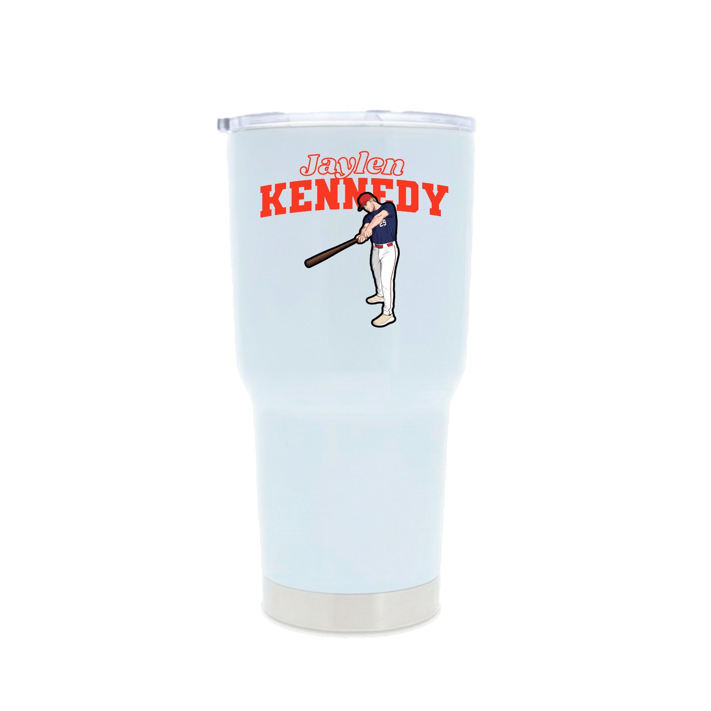 30oz Stainless Steel Tumbler — Name Arch in White