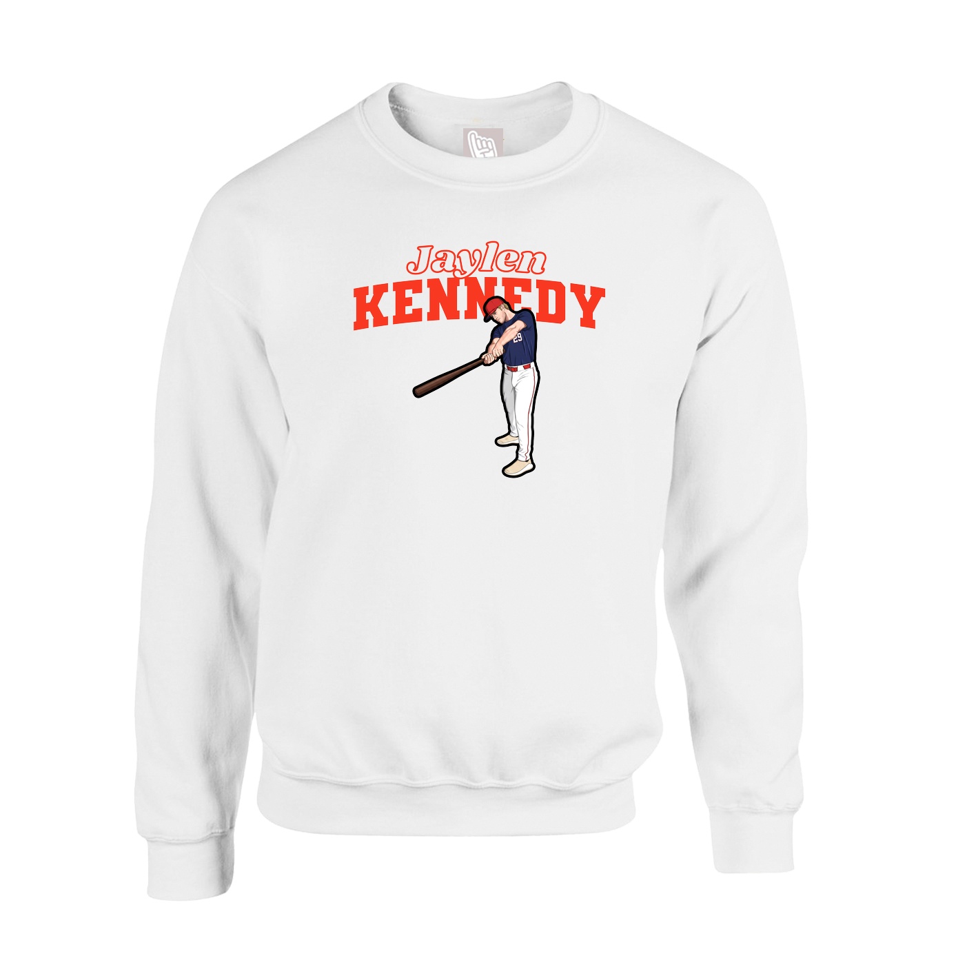 Fleece Crew — Name Arch in White