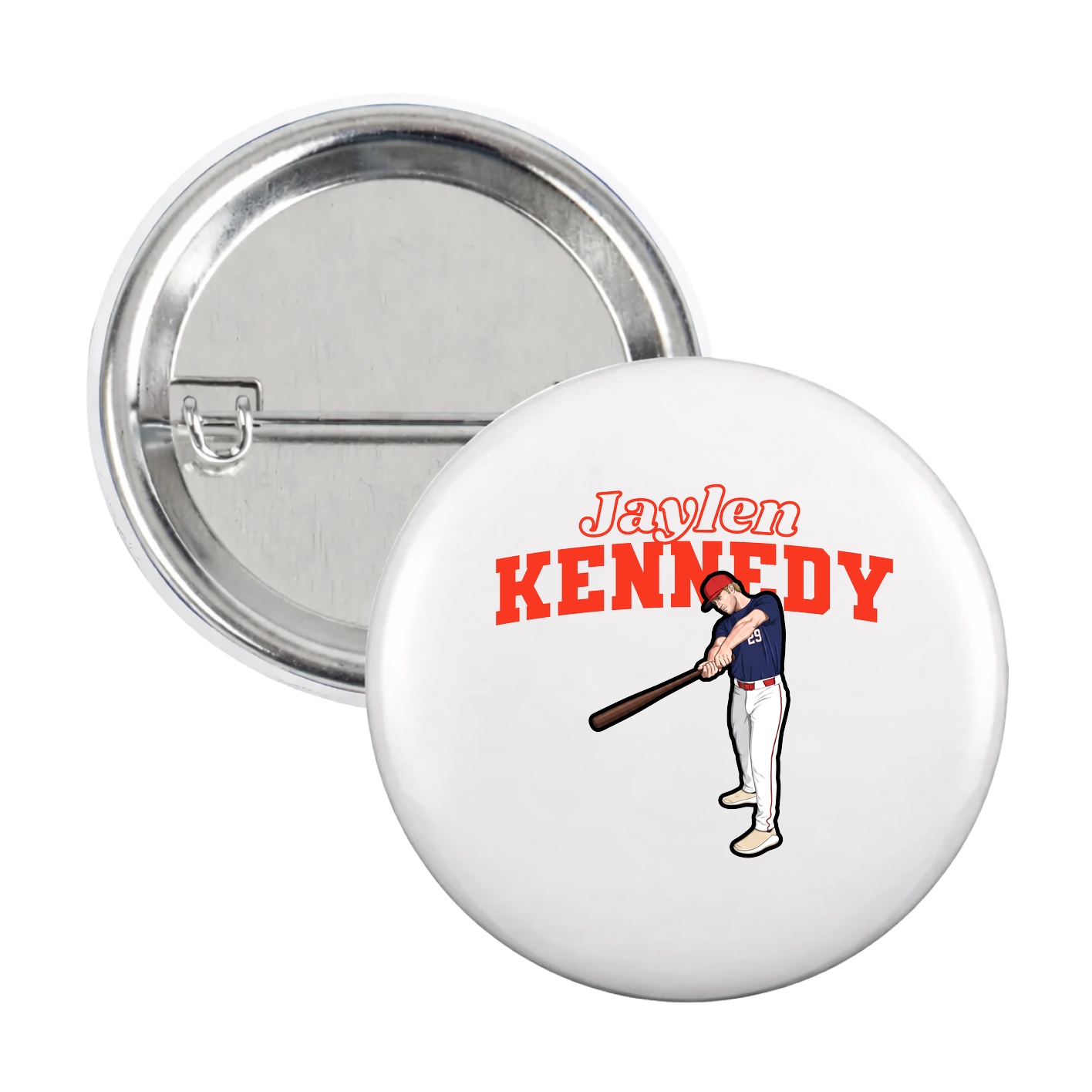 Game Day Button — Name Arch in White