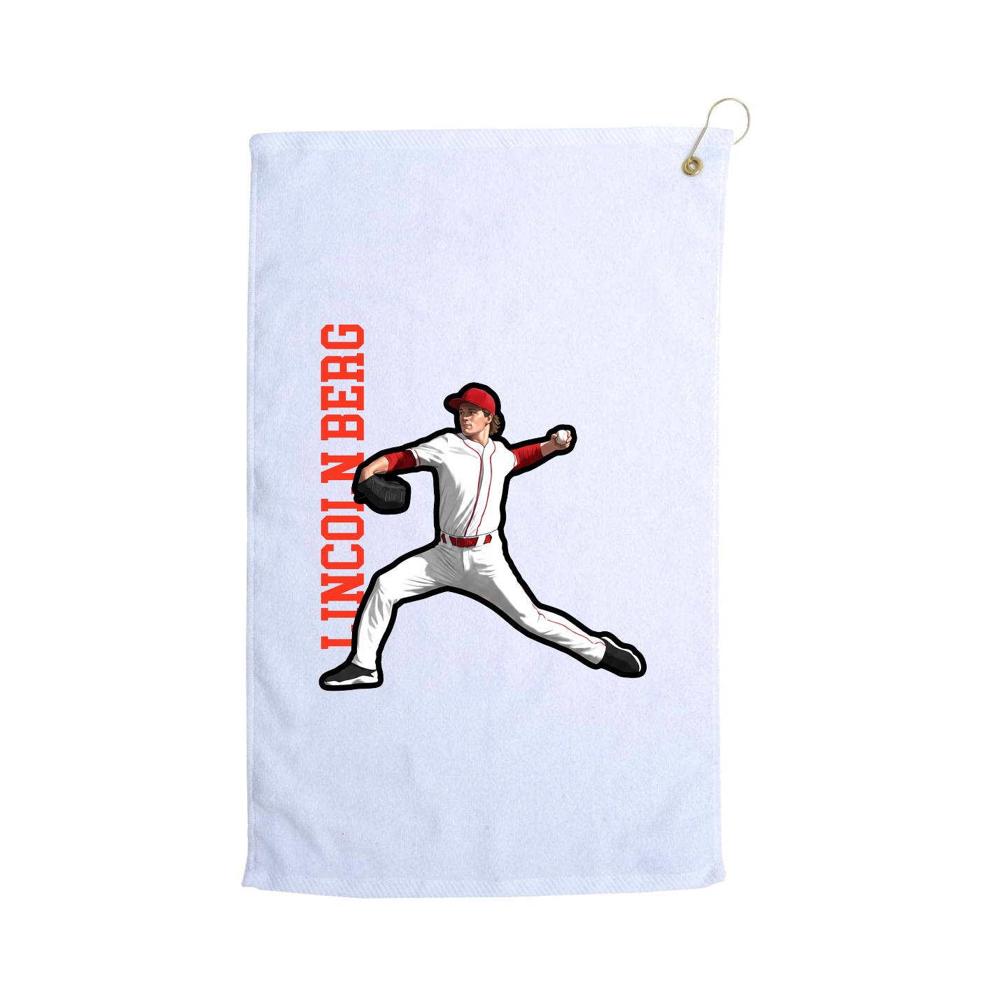Golf Towel — Name Vertical in White