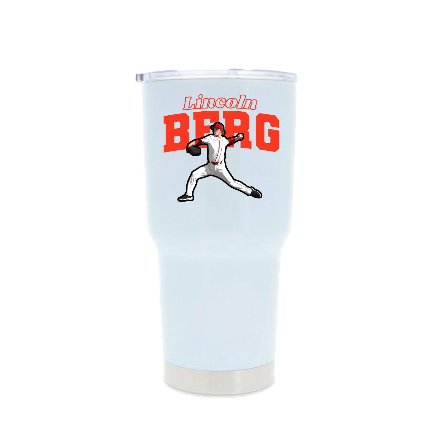 30oz Stainless Steel Tumbler — Name Arch in White