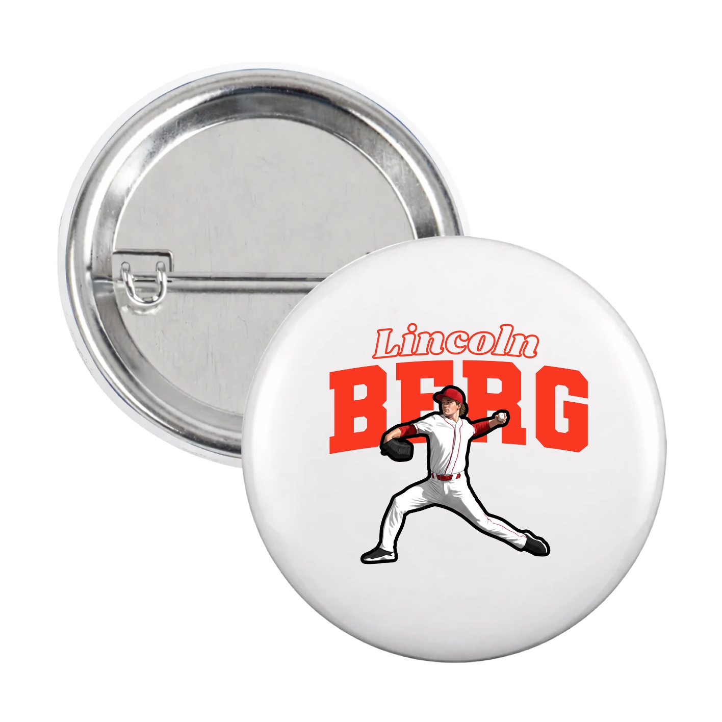Game Day Button — Name Arch in White