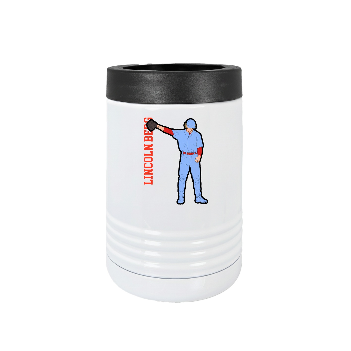 Beverage Holder — Name Vertical in White