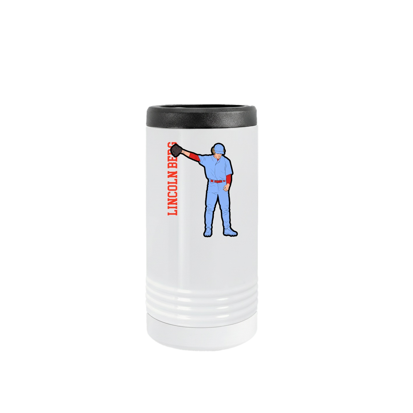 Slim Beverage Holder — Name Vertical in White