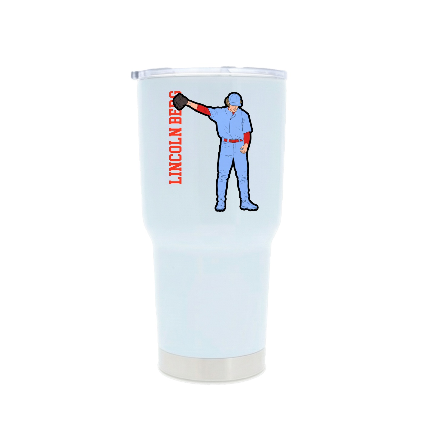 30oz Stainless Steel Tumbler — Name Vertical in White