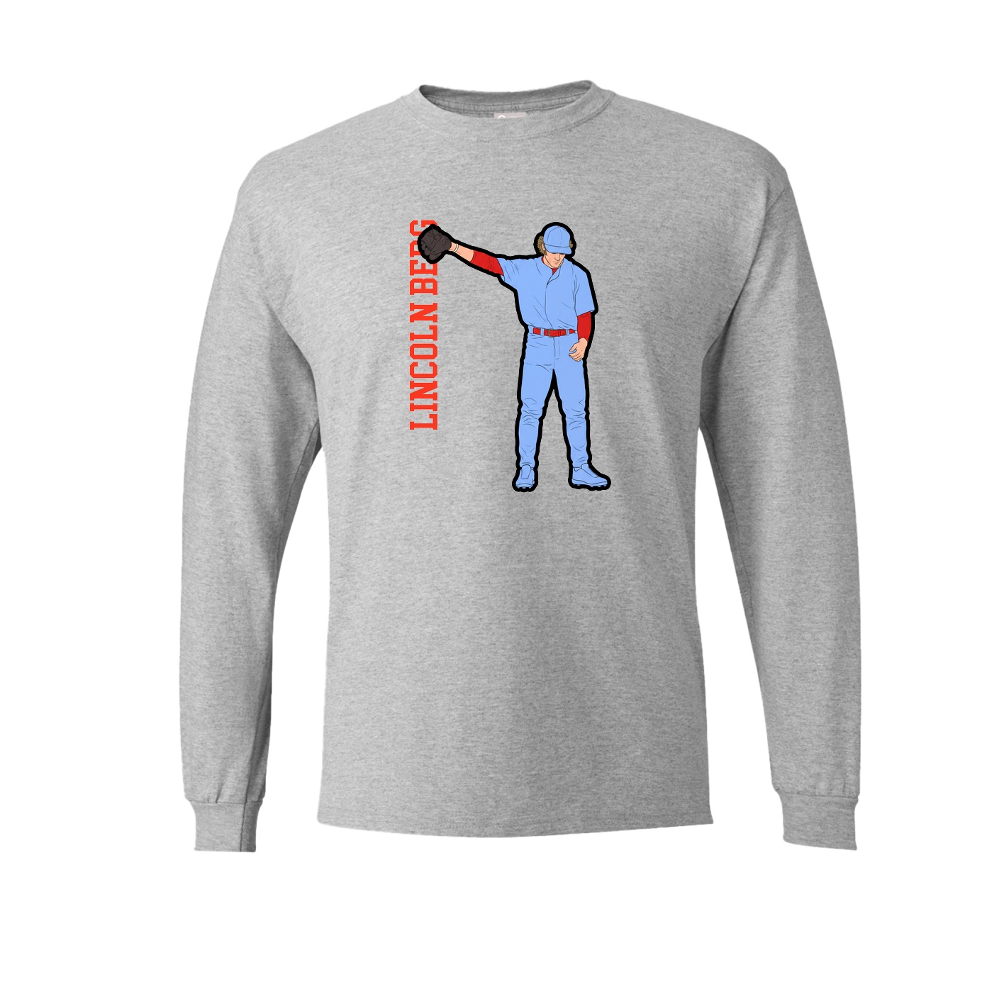 Long Sleeve Tee — Name Vertical in Grey