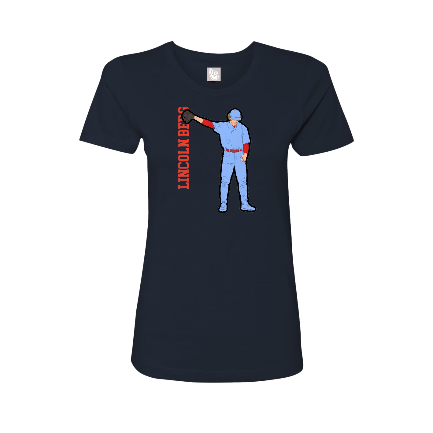 Fitted Women's Tee — Name Vertical in Navy