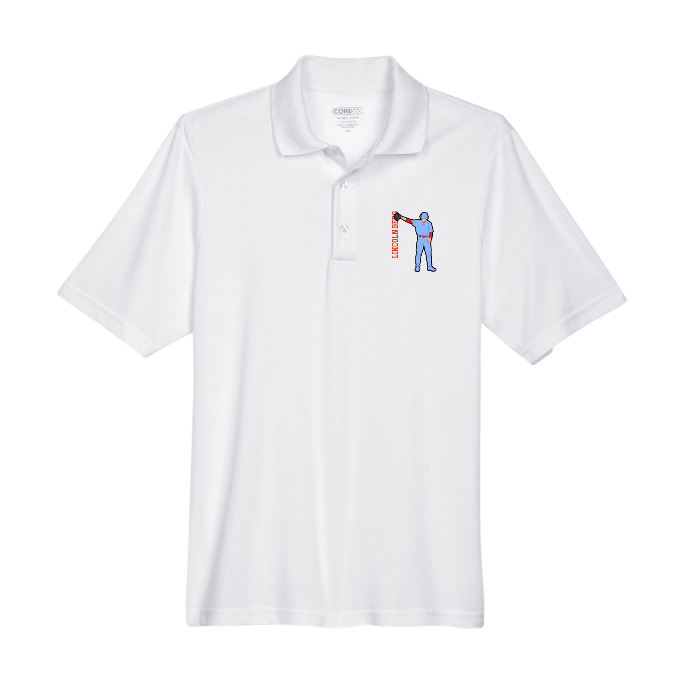 Performance Polo — Name Vertical in White