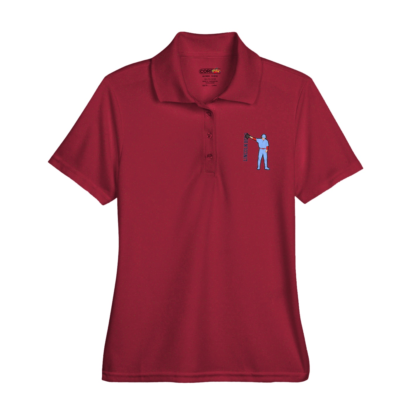 Womens Performance Polo — Name Vertical in Red