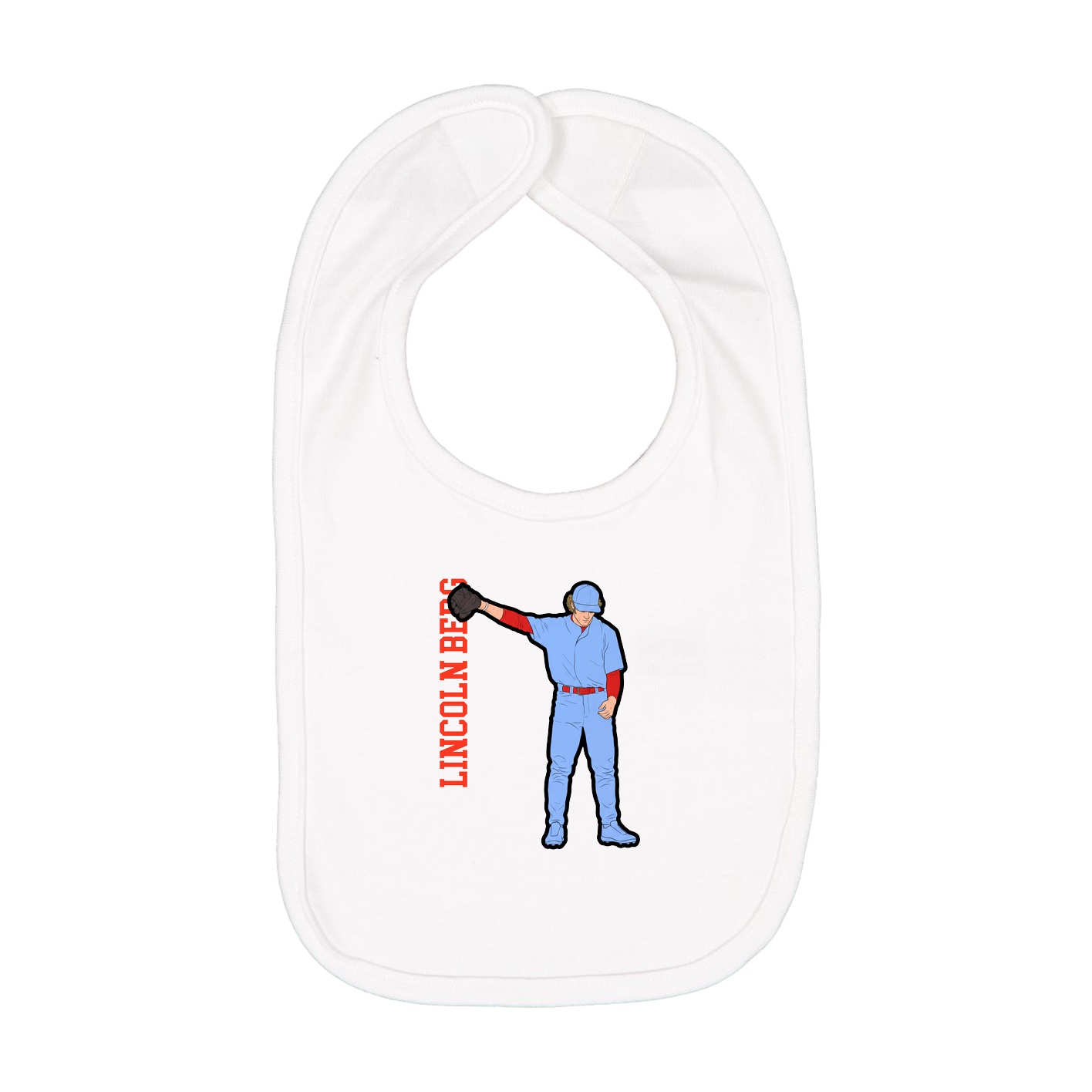 Infant Bib — Name Vertical in White