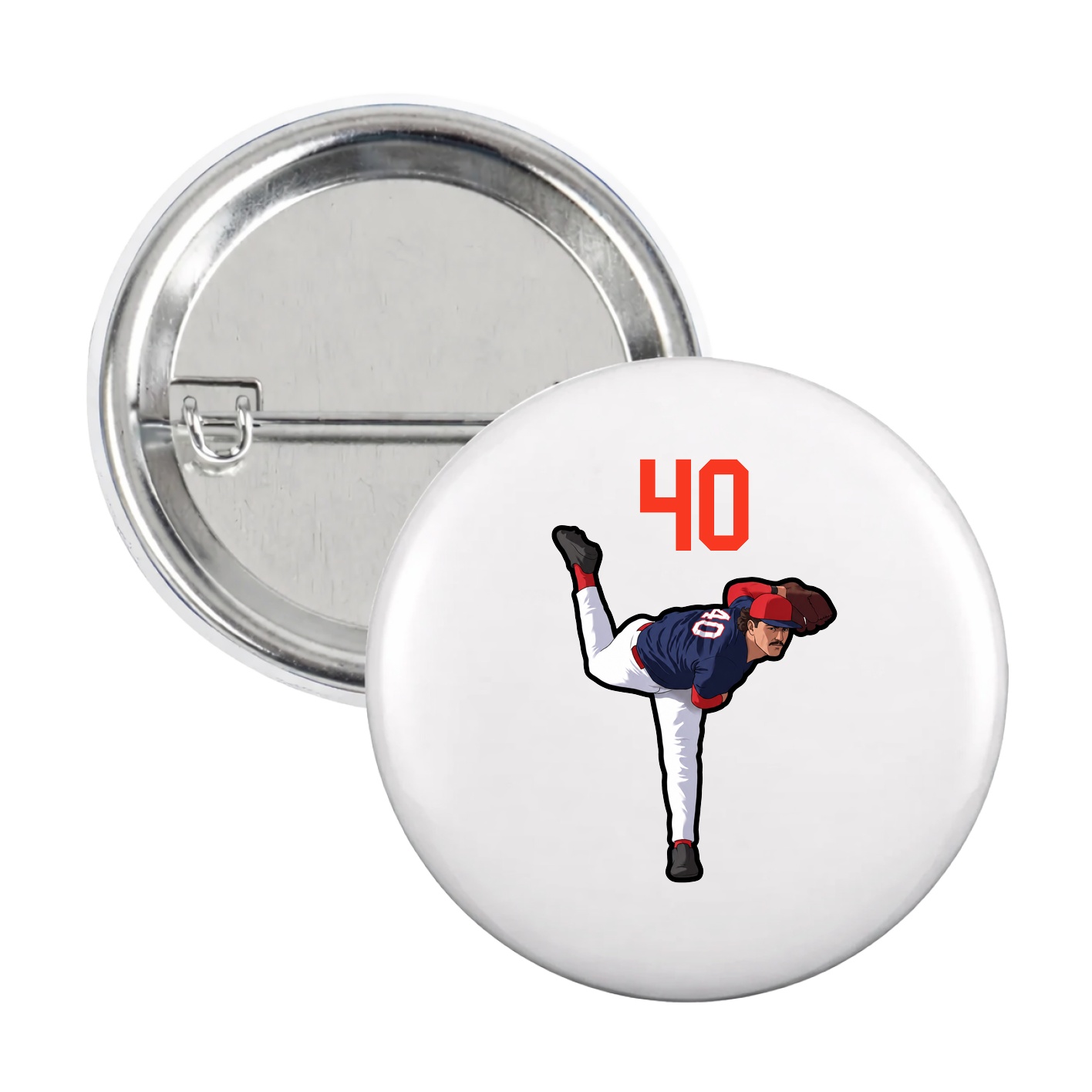 Game Day Button — Number Top in White
