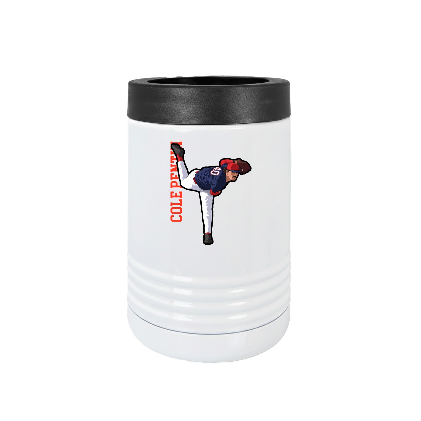 Beverage Holder — Name Vertical in White