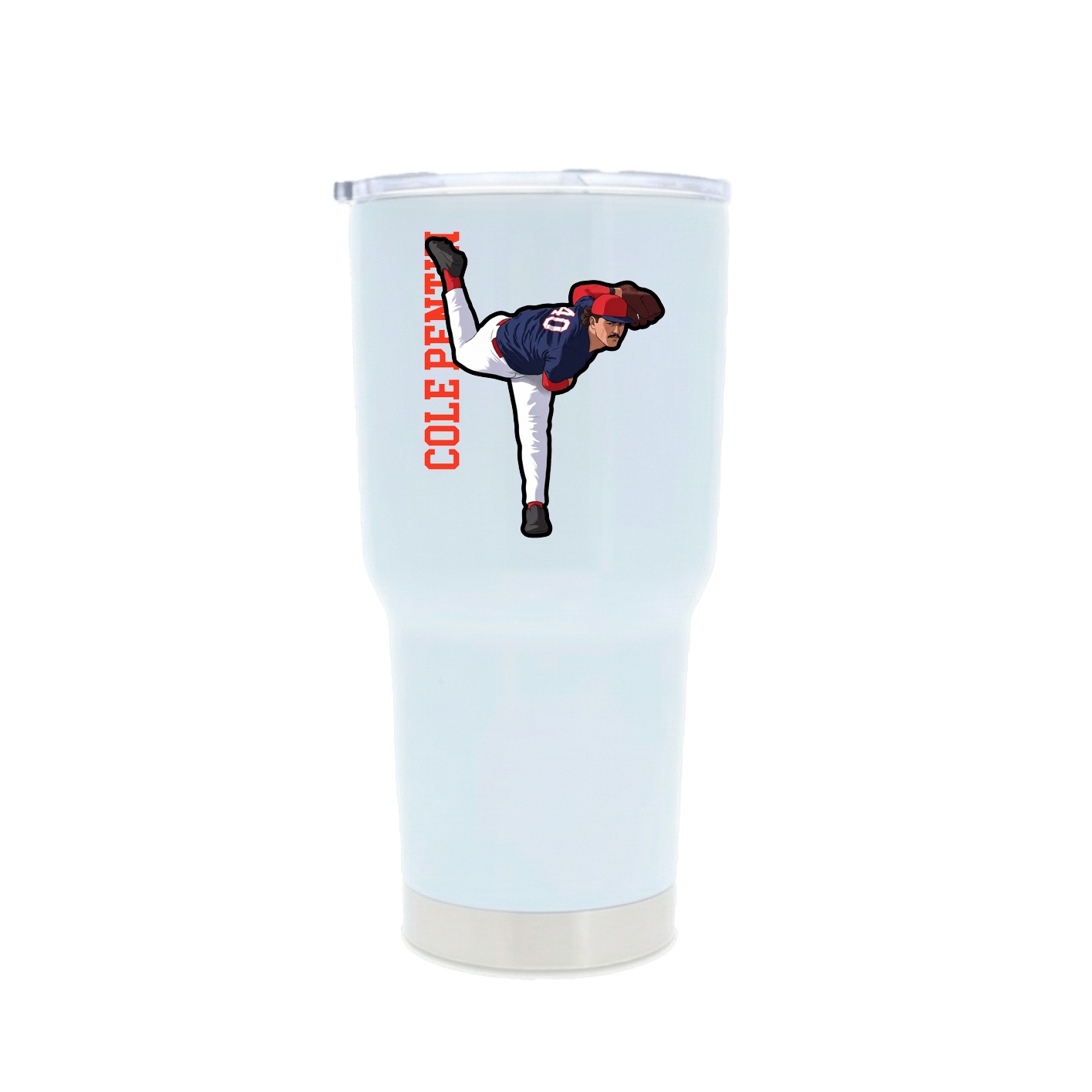 30oz Stainless Steel Tumbler — Name Vertical in White