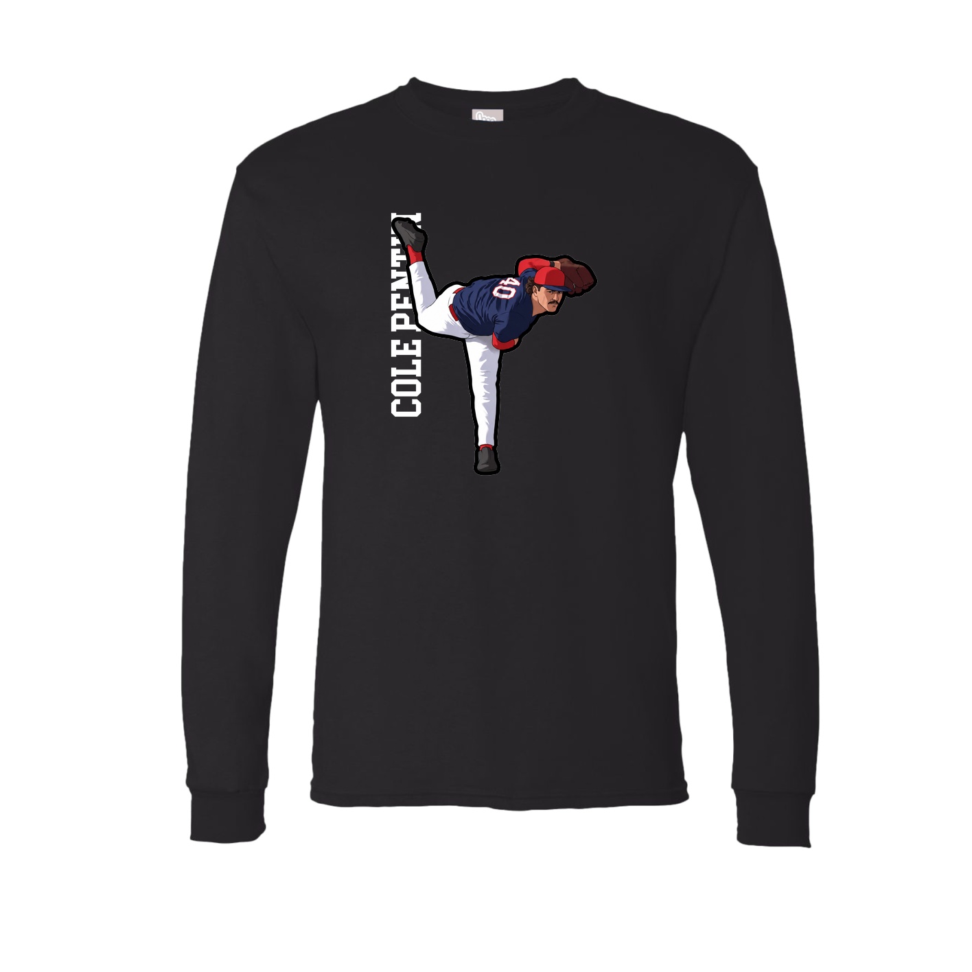 Long Sleeve Tee — Name Vertical in Black