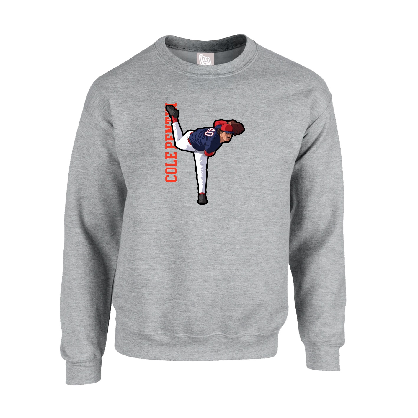 Fleece Crew — Name Vertical in Grey