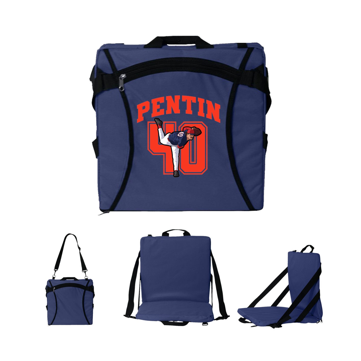 Folding Stadium Seat — Number in Navy