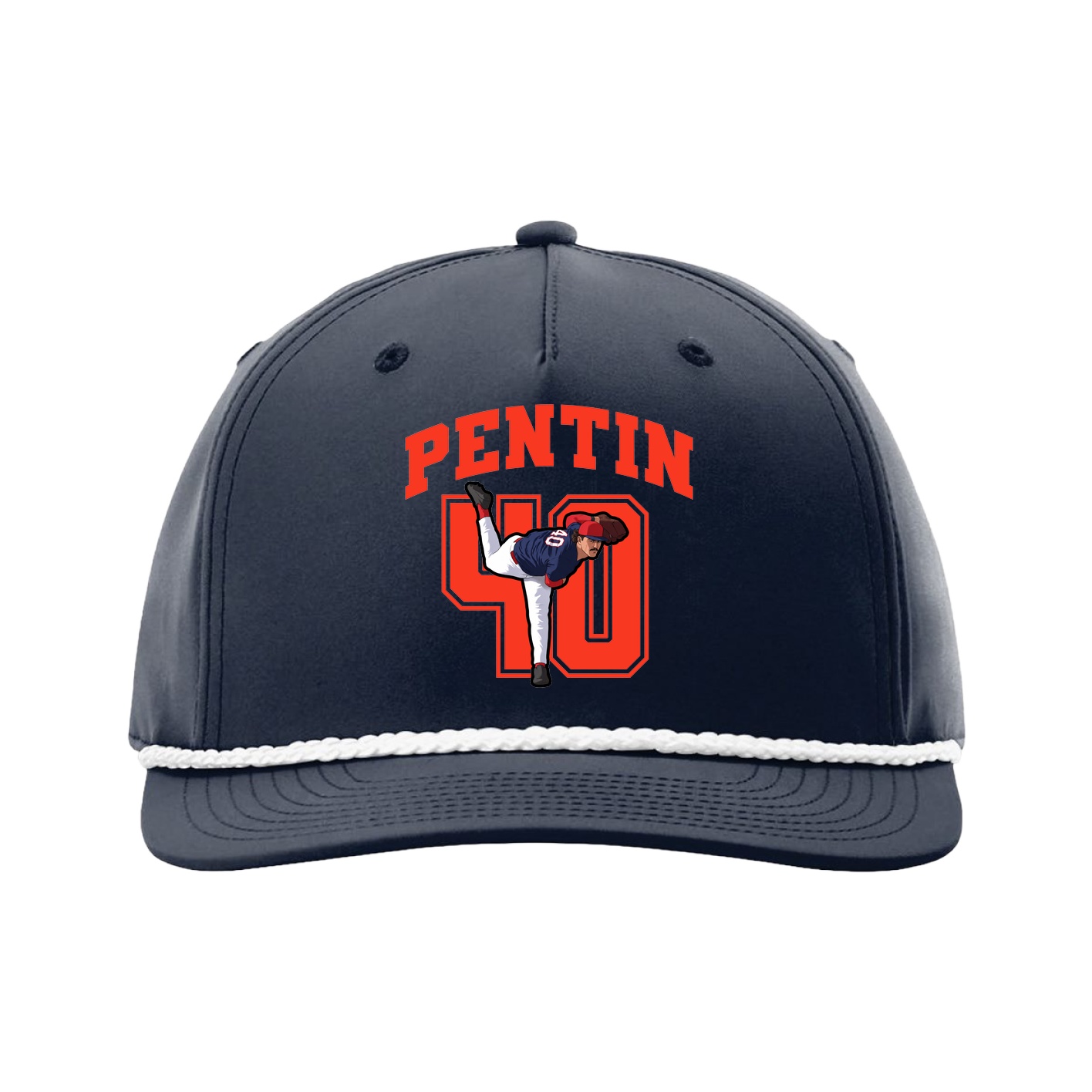 Five-Panel Classic Rope Cap — Number in Navy