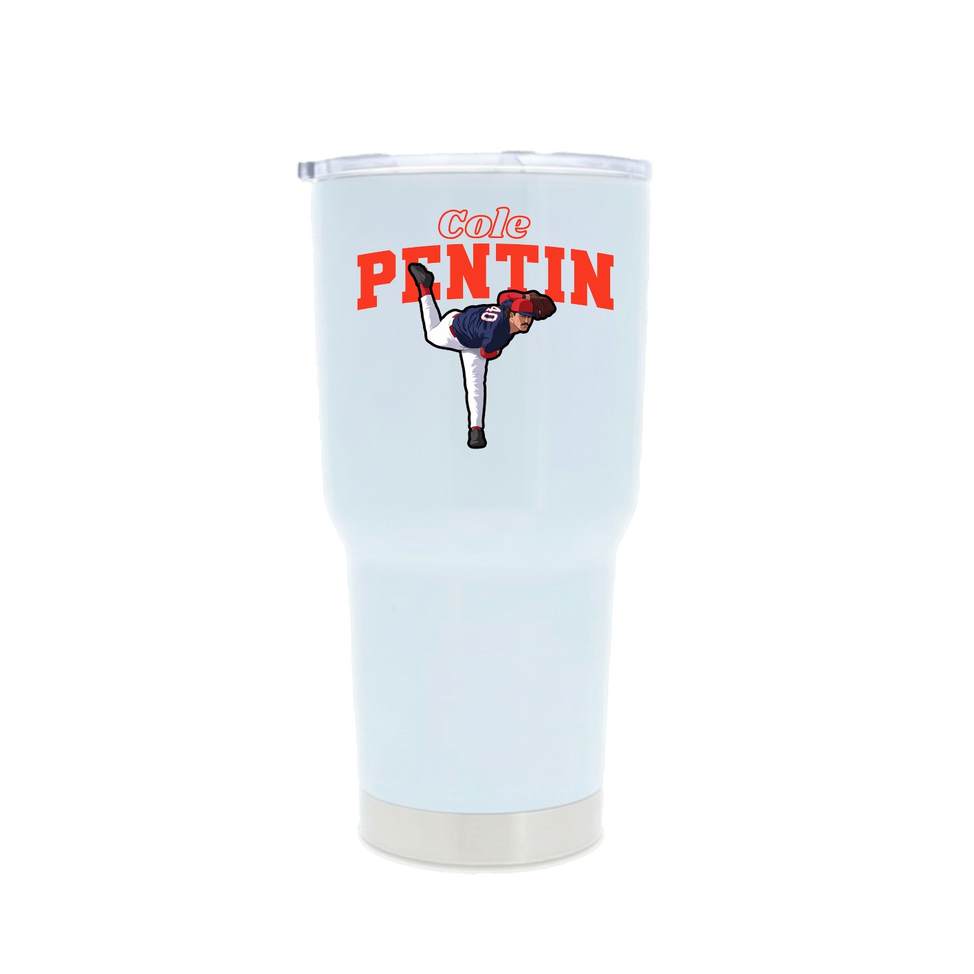30oz Stainless Steel Tumbler — Name Arch in White