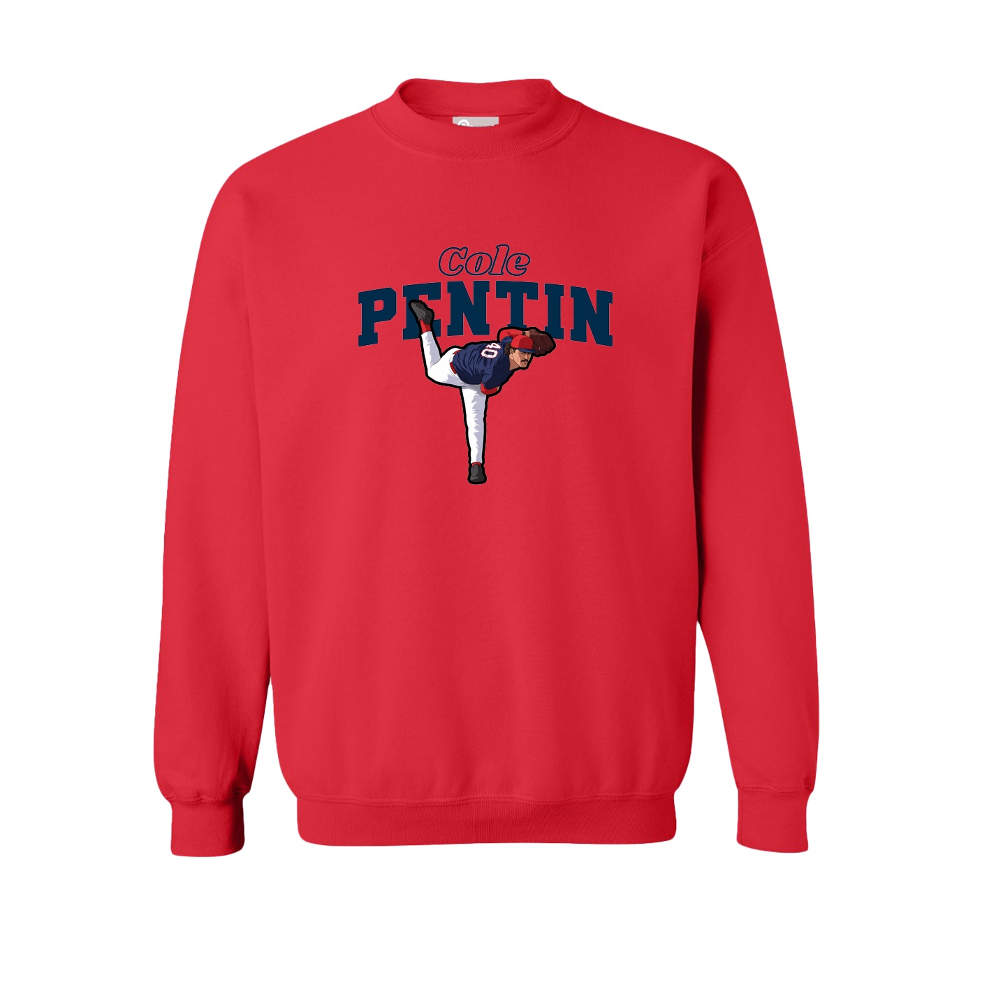 Fleece Crew — Name Arch in Red