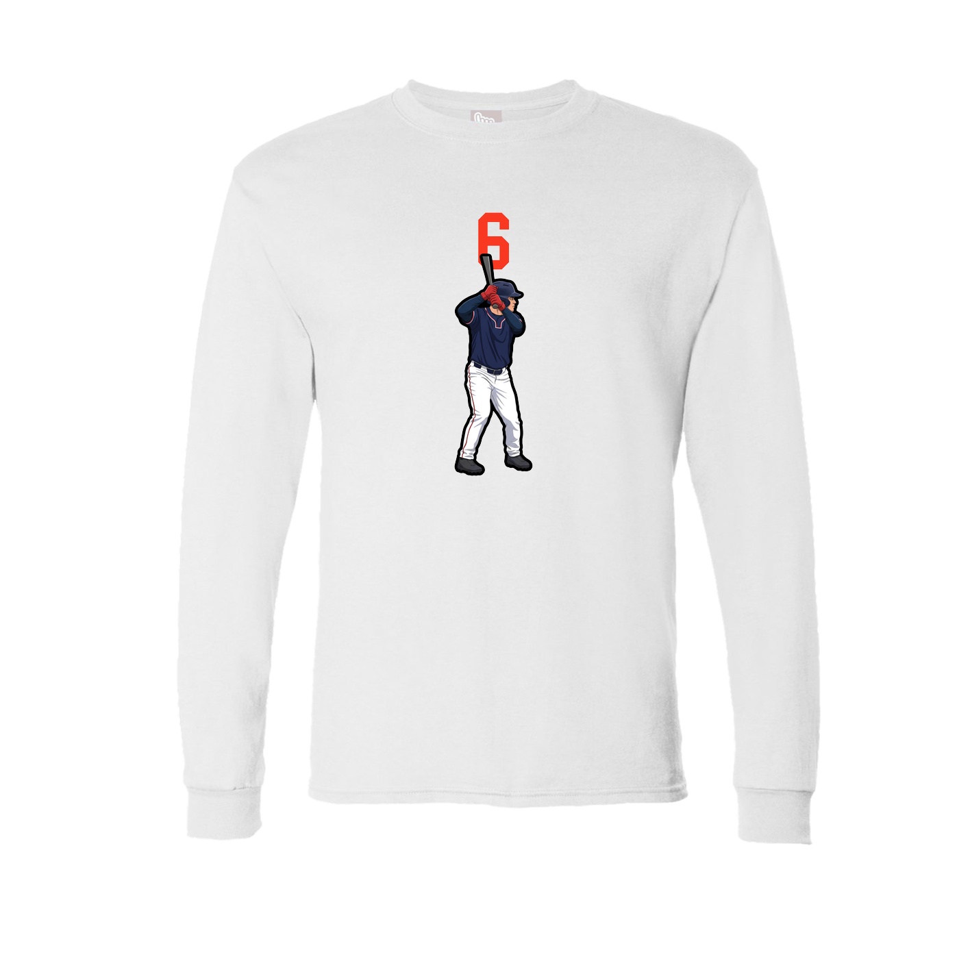 Long Sleeve Tee — Number Top in White