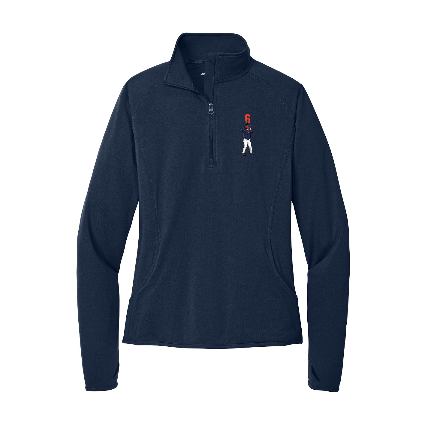 Women's Q-Zip Pullover — Number Top in Navy