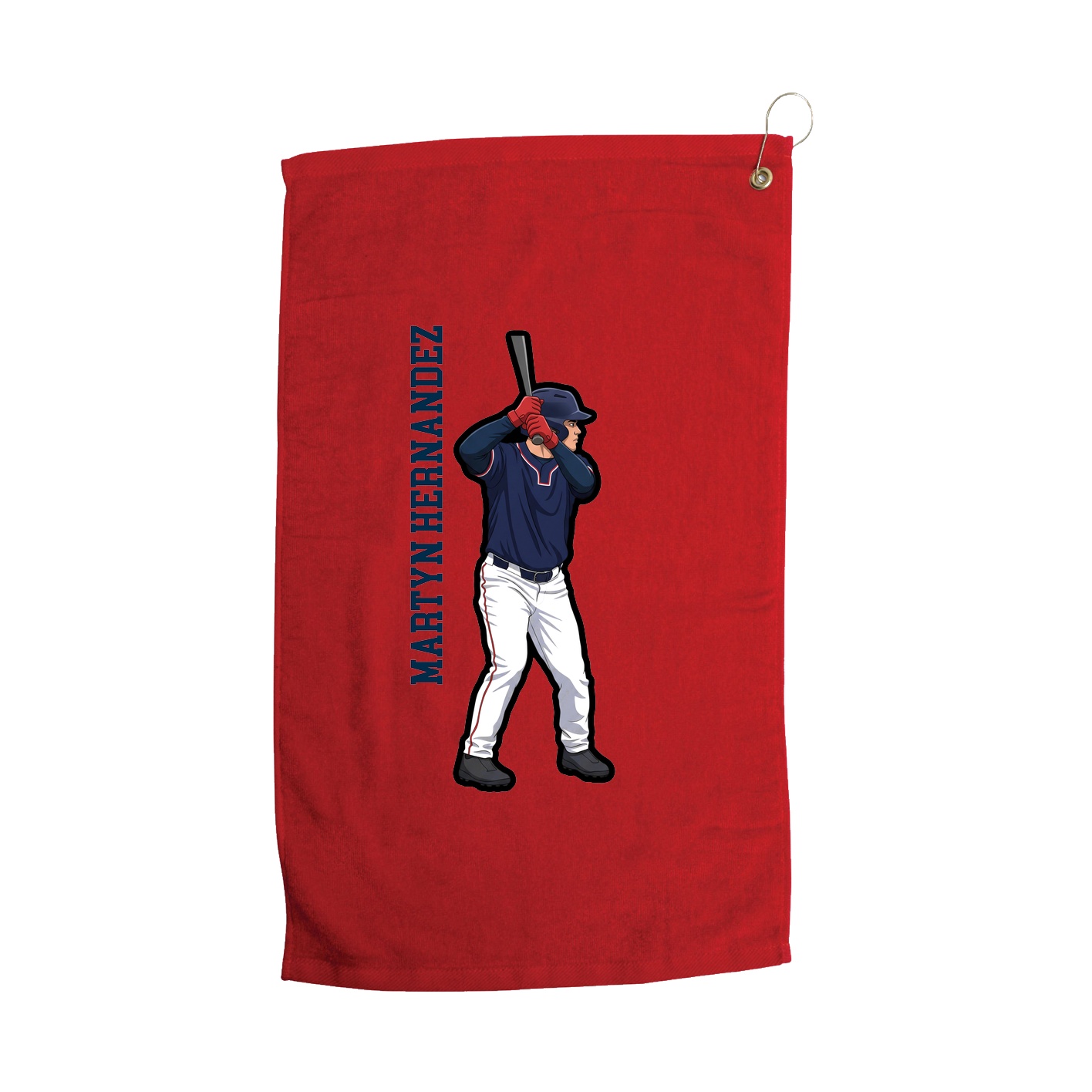 Golf Towel — Name Vertical in Red