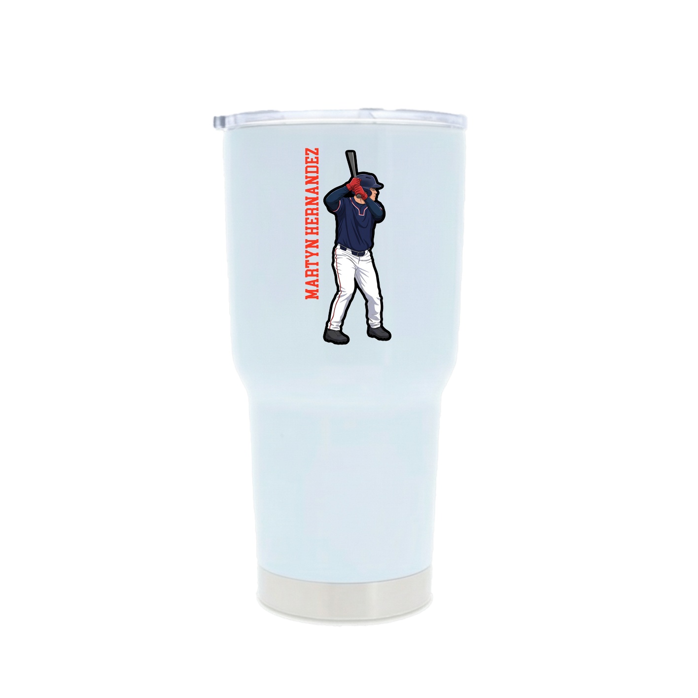 30oz Stainless Steel Tumbler — Name Vertical in White