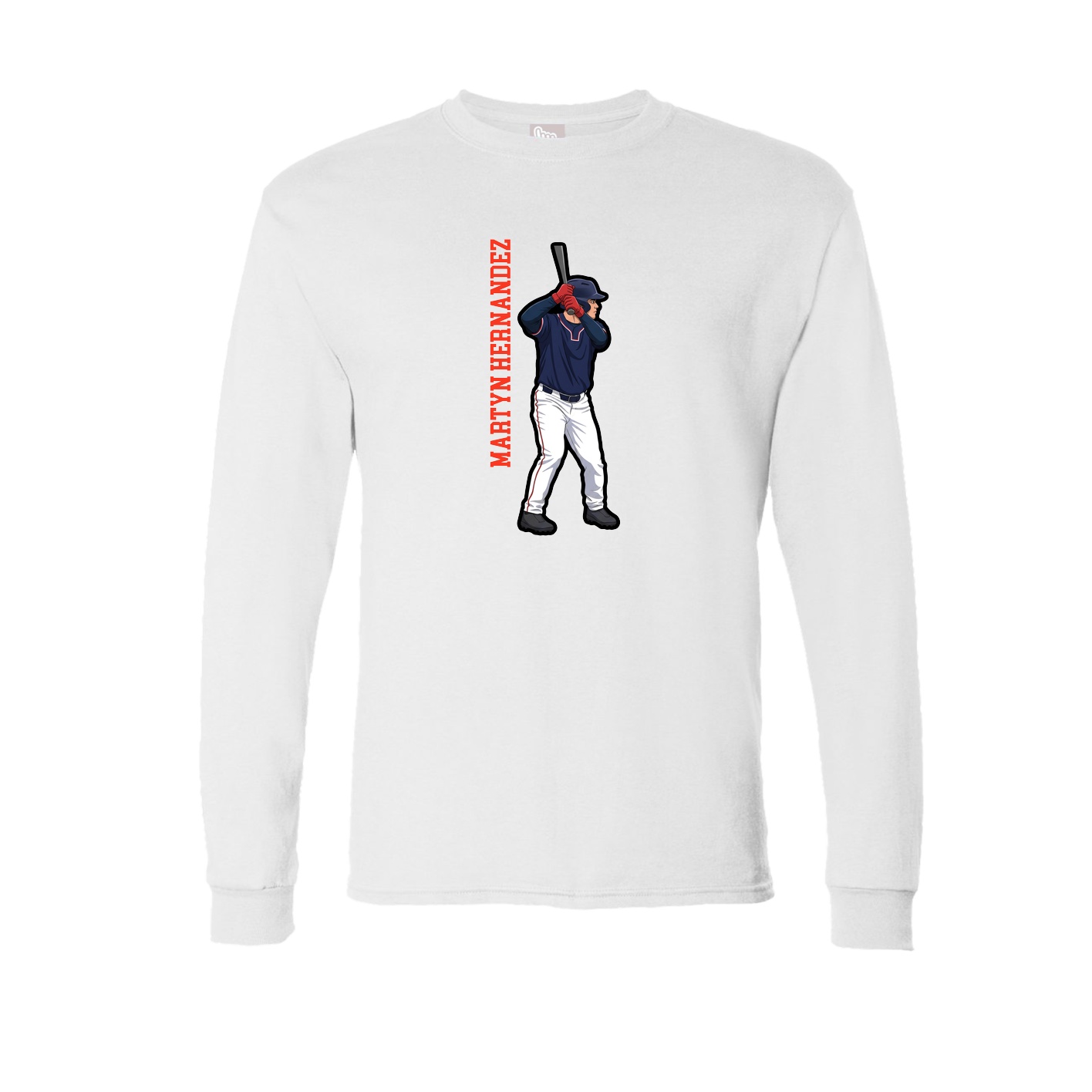 Long Sleeve Tee — Name Vertical in White
