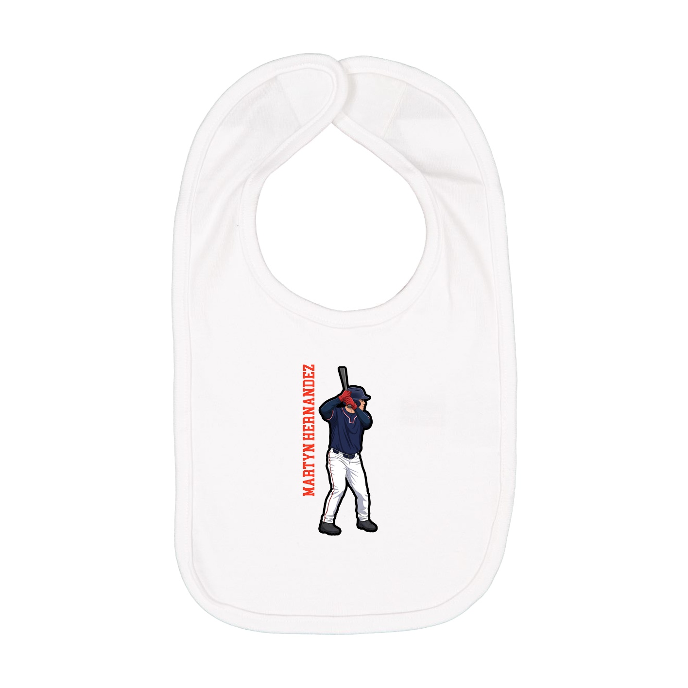 Infant Bib — Name Vertical in White