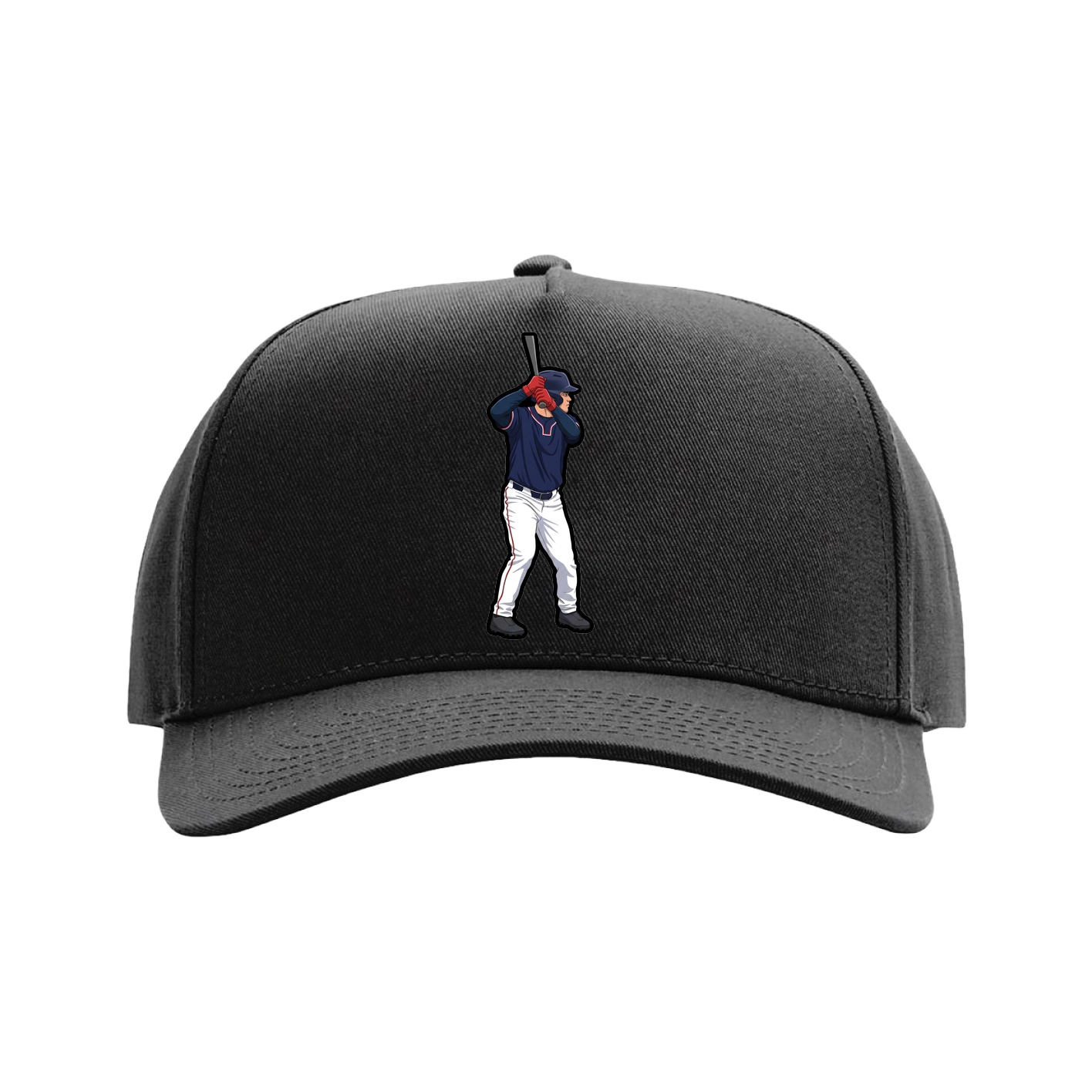 Full Fabric Five-Panel Champ Cap — Name Vertical in Black