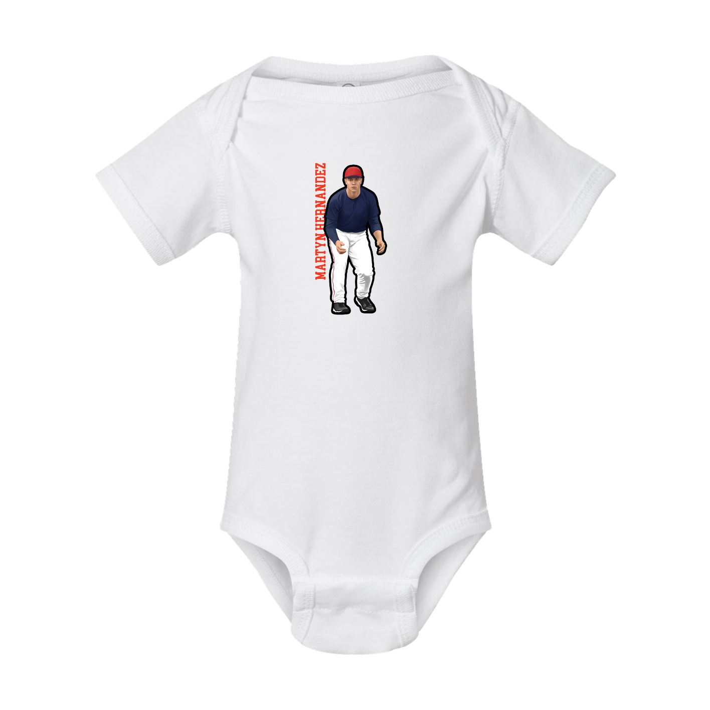 Baby Onesie — Name Vertical in White