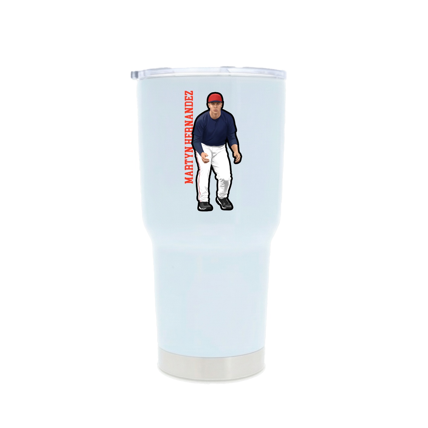 30oz Stainless Steel Tumbler — Name Vertical in White