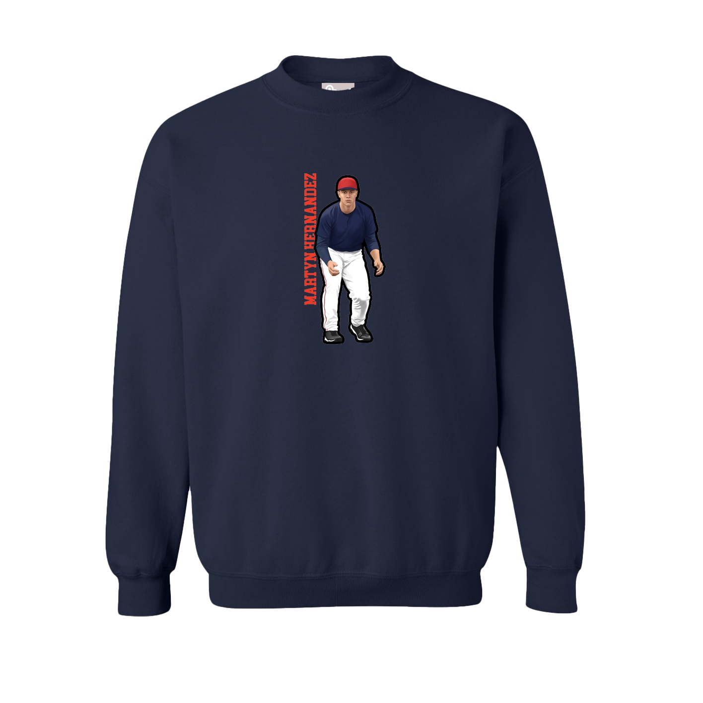 Fleece Crew — Name Vertical in Navy