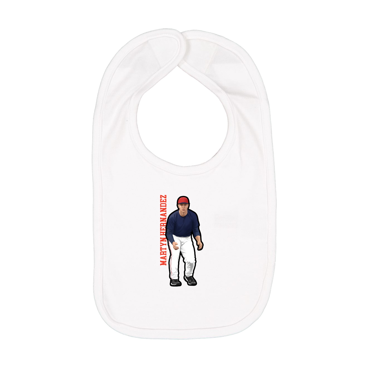 Infant Bib — Name Vertical in White