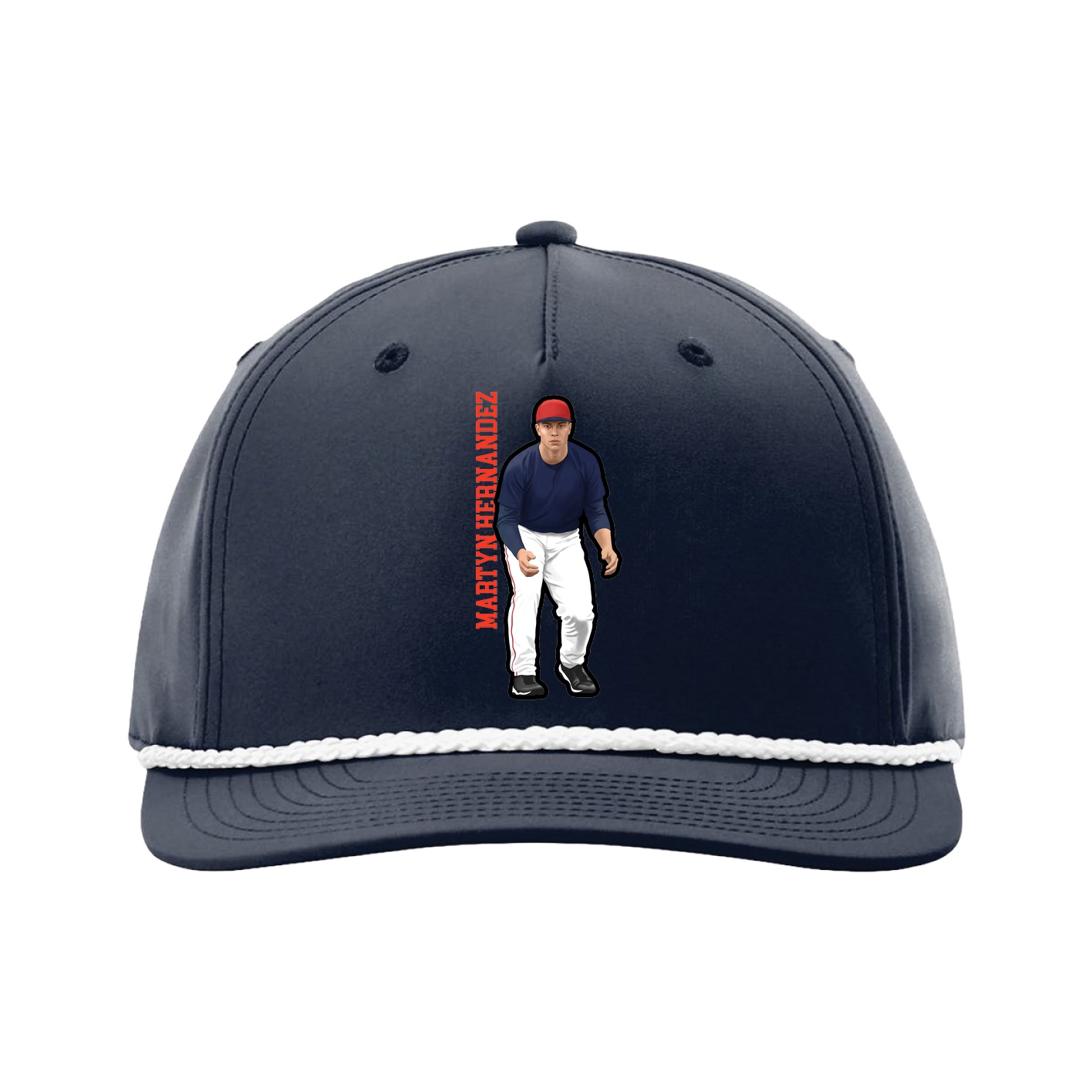 Five-Panel Classic Rope Cap — Name Vertical in Navy